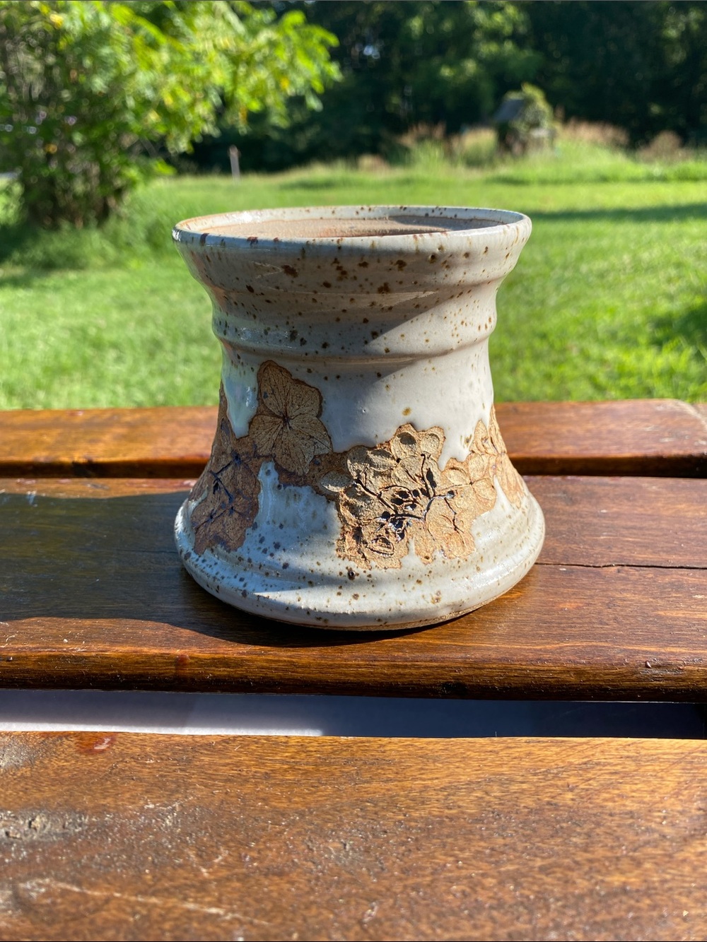 Vintage Jerry Baber Lace-Impressed Hourglass-Shaped Vase - Votive Candle Holder